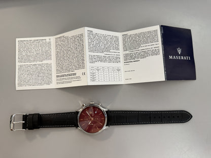 Orologio Uomo Maserati Epoca Cronografo in Acciaio Silver e Pelle Nera R8871618021