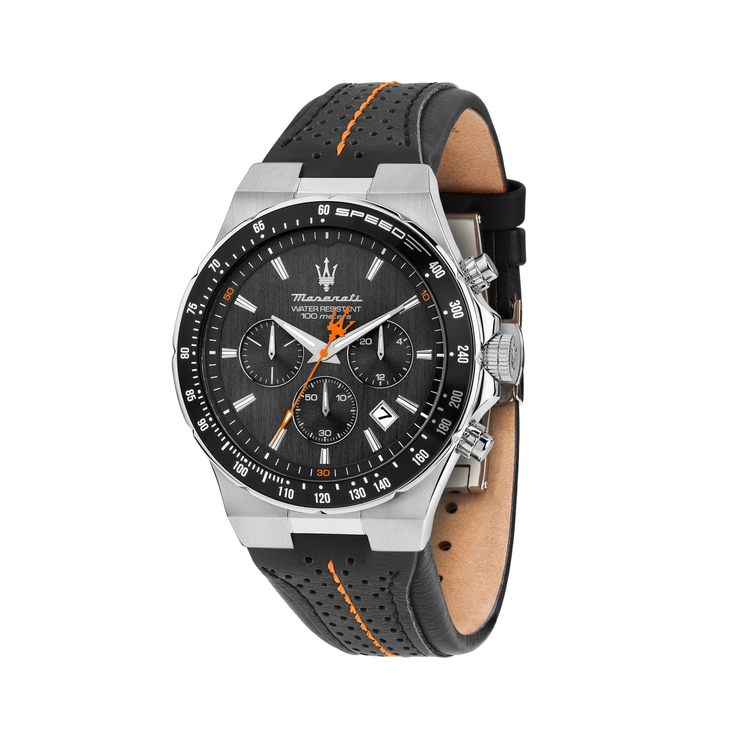 Orologio Uomo Maserati Sfida Cronografo in Acciaio e Cinturino in Pelle Nera R8871640008 - Maserati