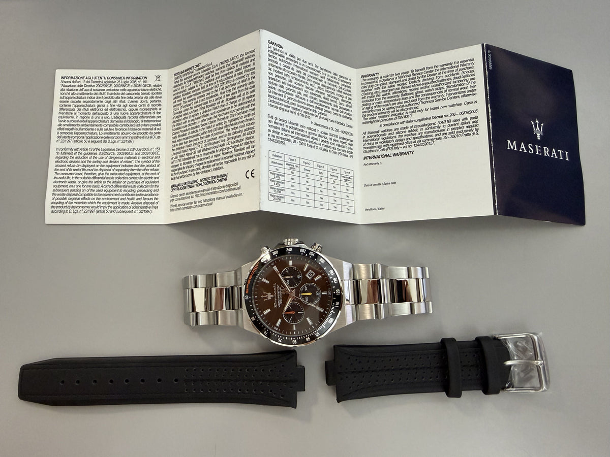 Orologio Uomo Maserati Sfida Cronografo in Acciaio con Quadrante Marrone e Doppio Cinturino R8873640026 - Maserati