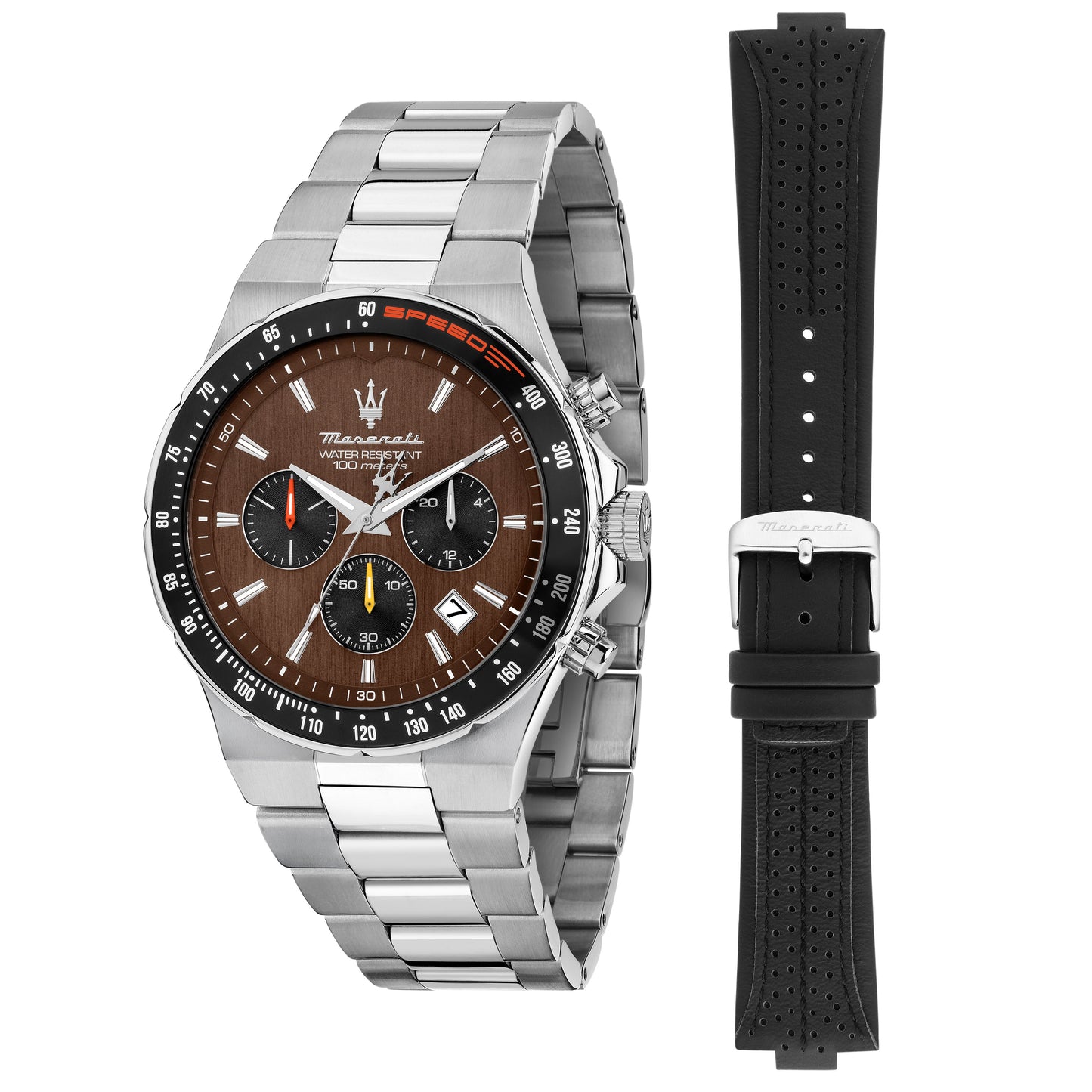 Orologio Uomo Maserati Sfida Cronografo in Acciaio con Quadrante Marrone e Doppio Cinturino R8873640026 - Maserati