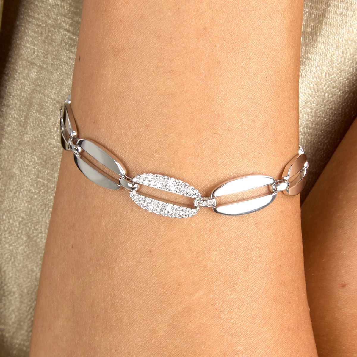 Bracciale Donna Morellato Trame Catena in Argento Sostenibile con Cubic Zirconia Bianchi SAAG01 - Morellato