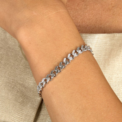 Bracciale Donna Morellato Trame in Argento Sostenibile Silver a Catena Grumetta con Cubic Zirconia Bianchi SAAG03