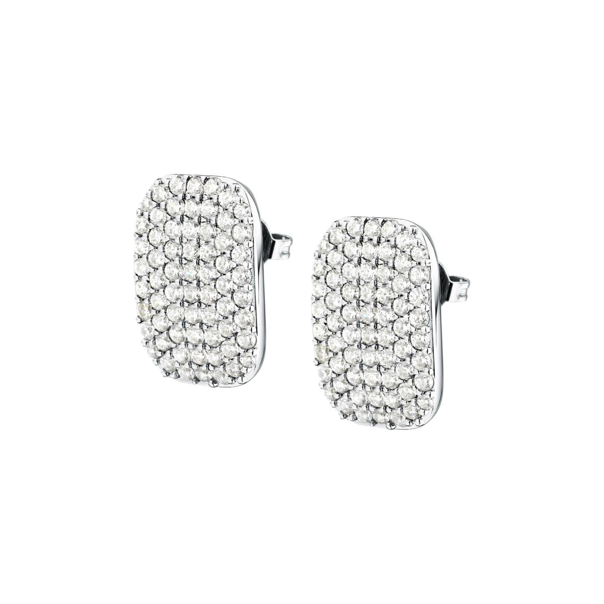 Orecchini Donna Morellato Trame a Lobo in Argento 925 Rodiato con Pavé di Cubic Zirconia SAAG04 - Morellato