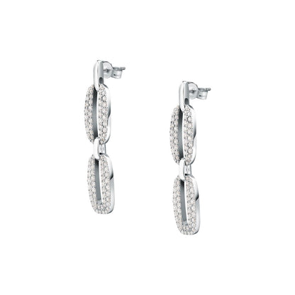 Orecchini Donna Morellato Trame Pendenti in Argento 925 Rodiato con Pavé di Cubic Zirconia SAAG05