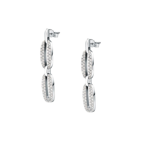 Orecchini Donna Morellato Trame Pendenti in Argento 925 Rodiato con Pavé di Cubic Zirconia SAAG05 - Morellato