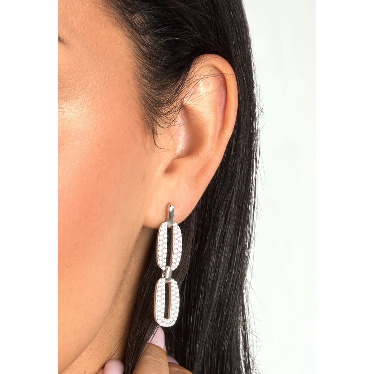 Orecchini Donna Morellato Trame Pendenti in Argento 925 Rodiato con Pavé di Cubic Zirconia SAAG05 - Morellato