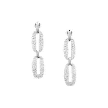 Orecchini Donna Morellato Trame Pendenti in Argento 925 Rodiato con Pavé di Cubic Zirconia SAAG05