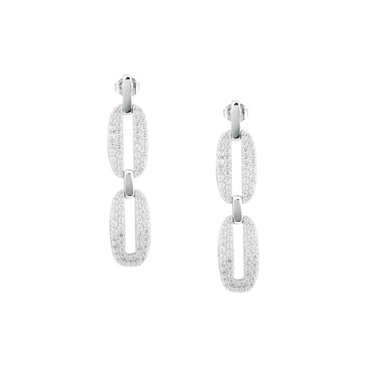 Orecchini Donna Morellato Trame Pendenti in Argento 925 Rodiato con Pavé di Cubic Zirconia SAAG05 - Morellato