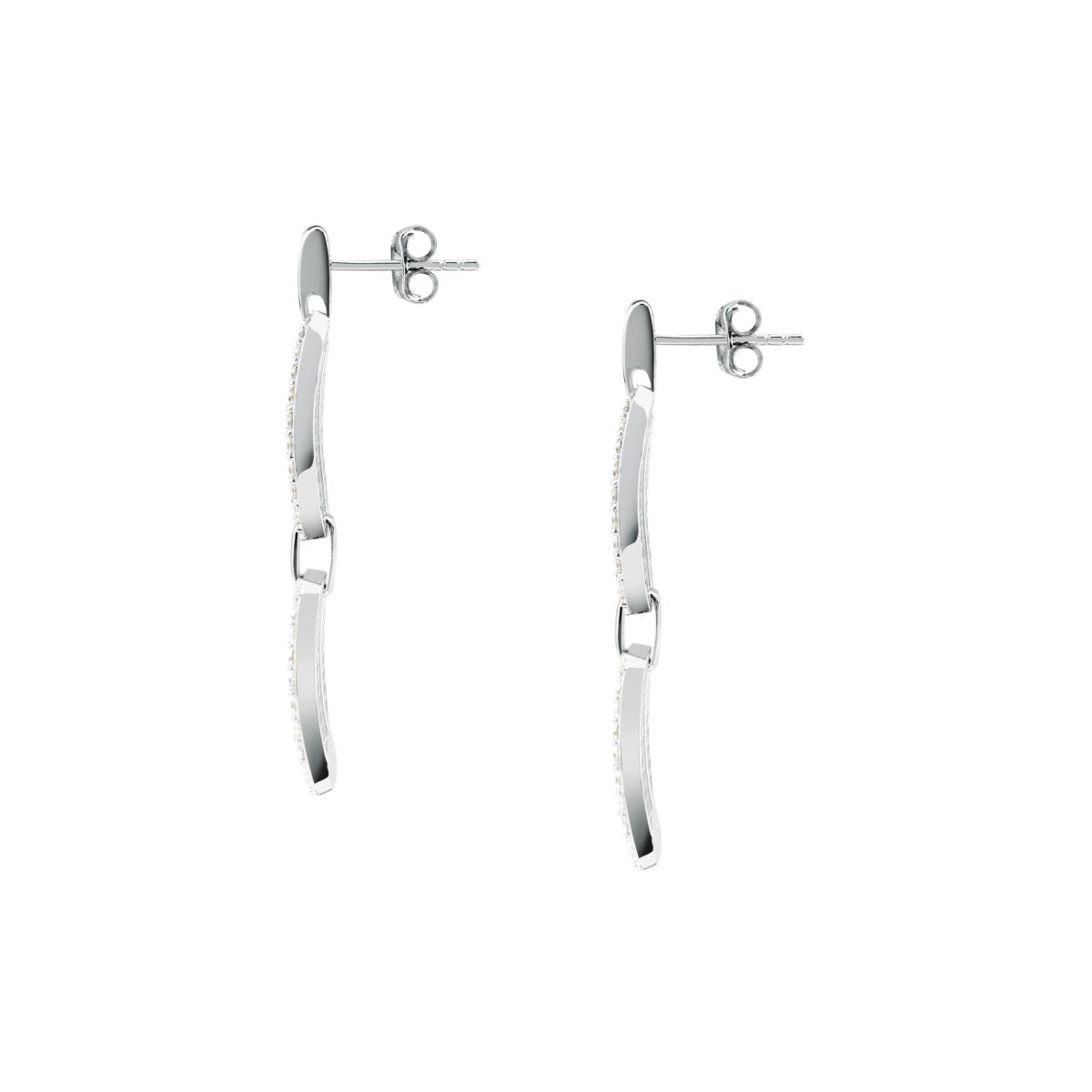 Orecchini Donna Morellato Trame Pendenti in Argento 925 Rodiato con Pavé di Cubic Zirconia SAAG05 - Morellato