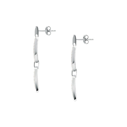 Orecchini Donna Morellato Trame Pendenti in Argento 925 Rodiato con Pavé di Cubic Zirconia SAAG05