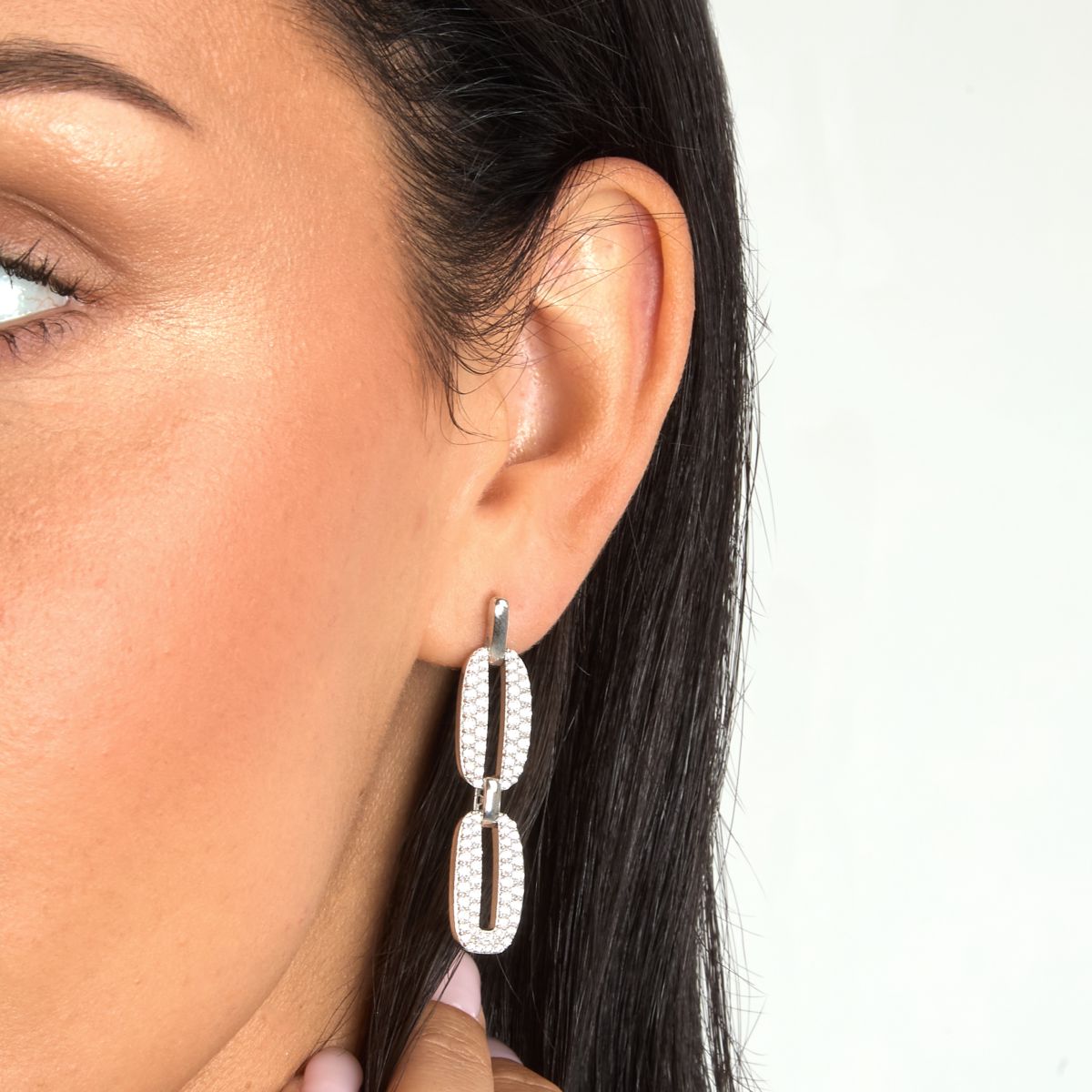 Orecchini Donna Morellato Trame Pendenti in Argento 925 Rodiato con Pavé di Cubic Zirconia SAAG05 - Morellato