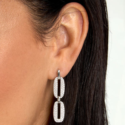 Orecchini Donna Morellato Trame Pendenti in Argento 925 Rodiato con Pavé di Cubic Zirconia SAAG05