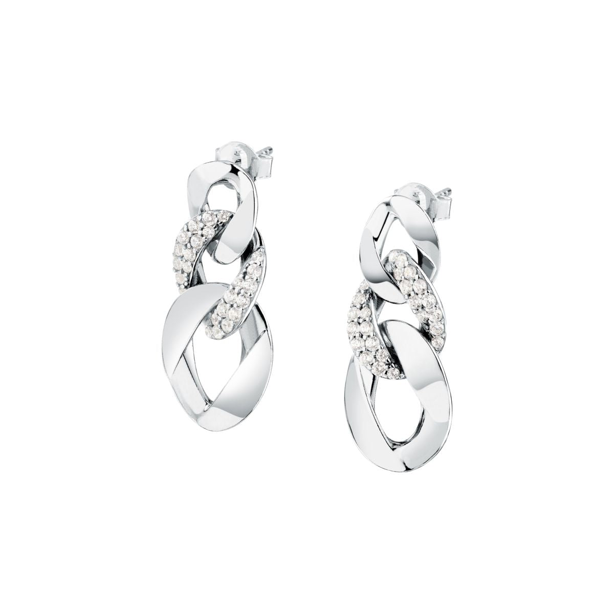 Orecchini Donna Morellato Trame Pendenti a Catena in Argento Sostenibile Silver con Cubic Zirconia SAAG08 - Morellato