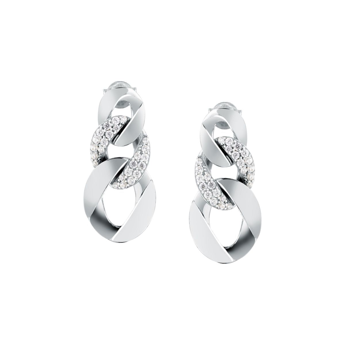 Orecchini Donna Morellato Trame Pendenti a Catena in Argento Sostenibile Silver con Cubic Zirconia SAAG08 - Morellato