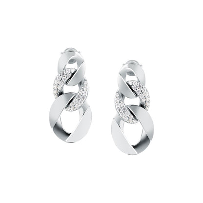 Orecchini Donna Morellato Trame Pendenti a Catena in Argento Sostenibile Silver con Cubic Zirconia SAAG08