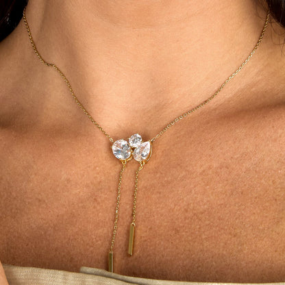 Collana Donna Morellato Riflessi Pendente con Frange in Argento Dorato con Cubic Zirconia Bianchi SABC01 - Arena Gioielli