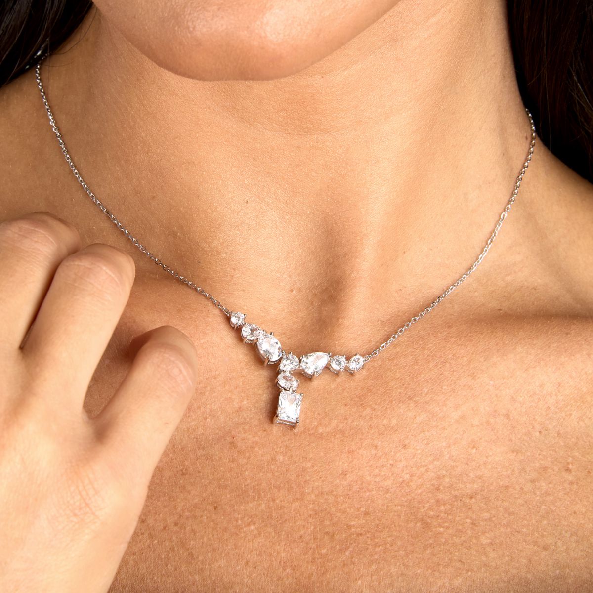 Collana Donna Morellato Riflessi Pendente a Y in Argento con Cubic Zirconia Bianchi SABC03 - Arena Gioielli - Morellato