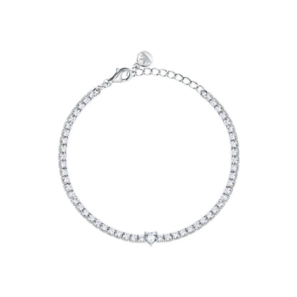 Bracciale Donna Morellato Infinito Tennis in Argento con Cuore in Cubic Zirconia Bianchi SABD04