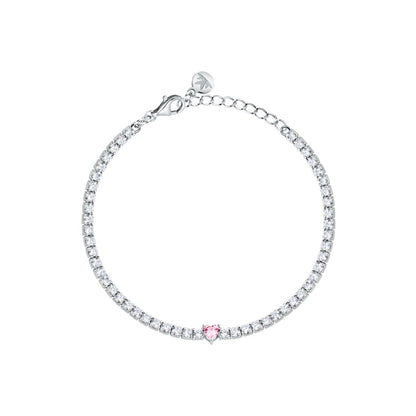 Bracciale Donna Morellato Infinito Tennis in Argento  con Cuore Rosa e Cubic Zirconia SABD05