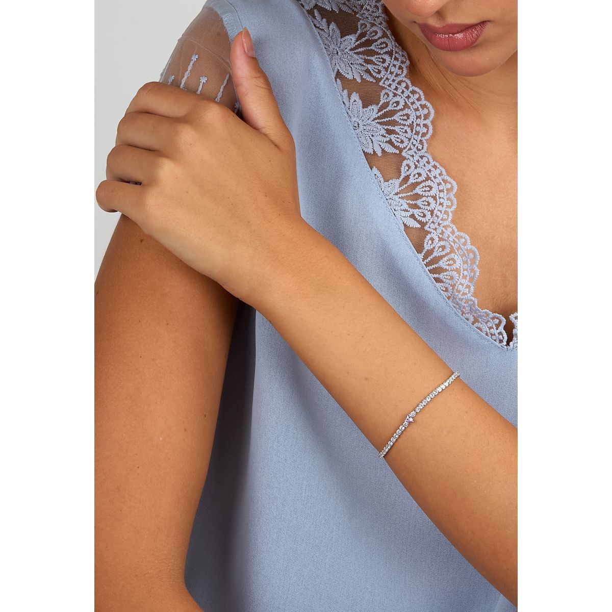 Bracciale Donna Morellato Infinito Tennis in Argento  con Cuore Rosa e Cubic Zirconia SABD05 - Morellato