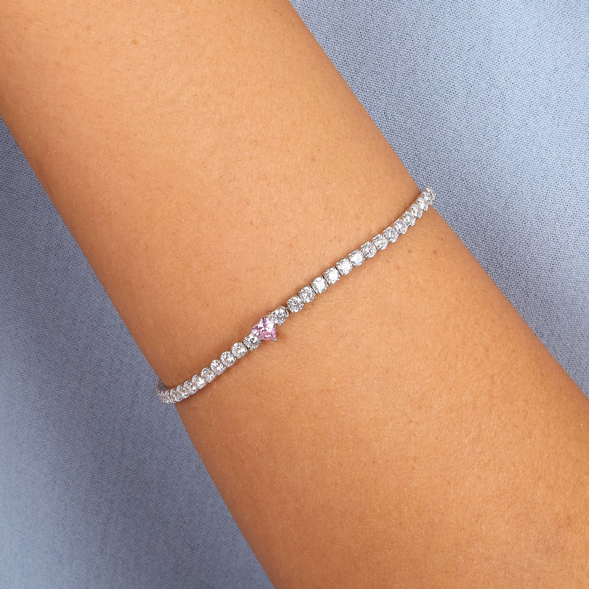 Bracciale Donna Morellato Infinito Tennis in Argento  con Cuore Rosa e Cubic Zirconia SABD05 - Morellato