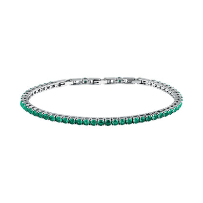 Bracciale Uomo Morellato Club SABV02 Tennis in Acciaio Silver con Pietre Verdi 18,5+3,5 cm