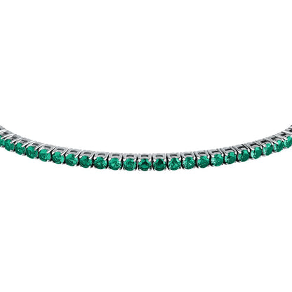 Bracciale Uomo Morellato Club SABV02 Tennis in Acciaio Silver con Pietre Verdi 18,5+3,5 cm
