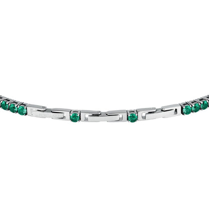 Bracciale Uomo Morellato Club SABV02 Tennis in Acciaio Silver con Pietre Verdi 18,5+3,5 cm