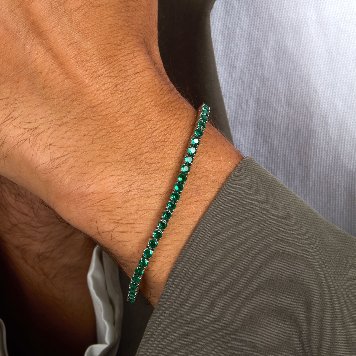 Bracciale Uomo Morellato Club SABV02 Tennis in Acciaio Silver con Pietre Verdi 18,5+3,5 cm - Morellato