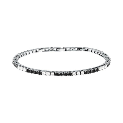 Bracciale Uomo Morellato Club SABV03 Tennis in Acciaio Silver con Zirconi Bianchi e Neri 18,5+3,5 cm