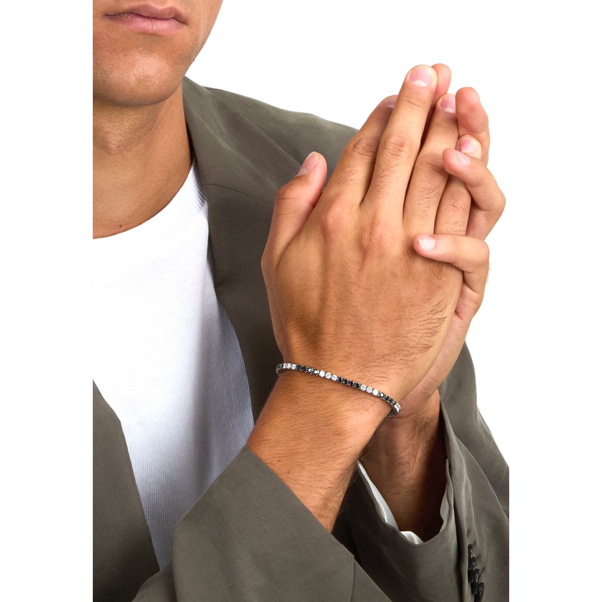 Bracciale Uomo Morellato Club SABV03 Tennis in Acciaio Silver con Zirconi Bianchi e Neri 18,5+3,5 cm - Morellato
