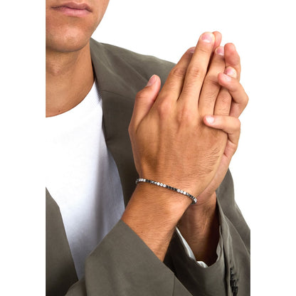Bracciale Uomo Morellato Club SABV03 Tennis in Acciaio Silver con Zirconi Bianchi e Neri 18,5+3,5 cm