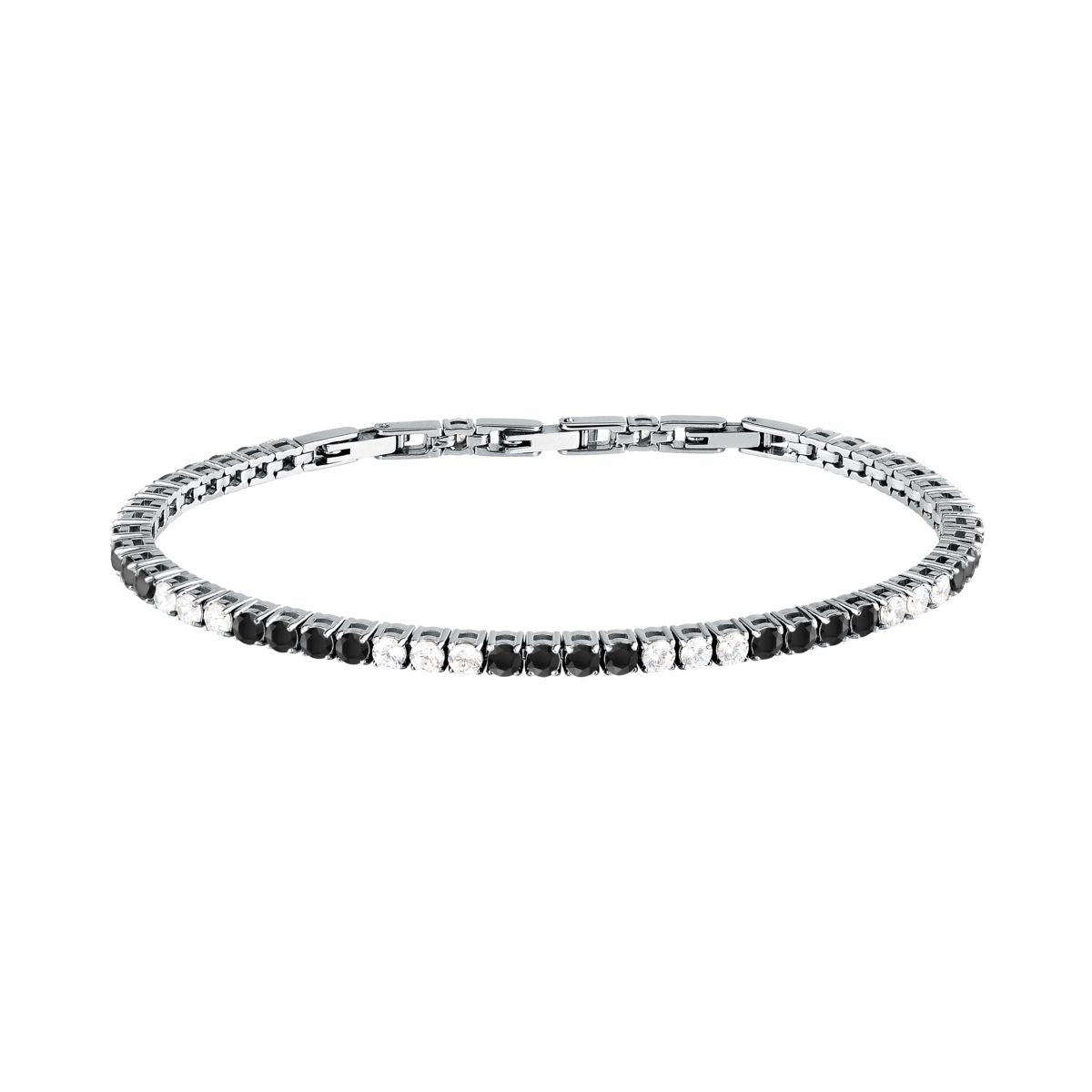 Bracciale Uomo Morellato Club SABV03 Tennis in Acciaio Silver con Zirconi Bianchi e Neri 18,5+3,5 cm - Morellato