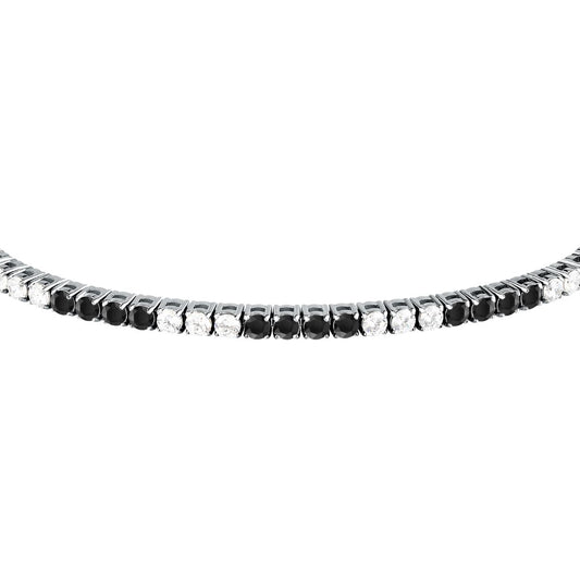 Bracciale Uomo Morellato Club SABV03 Tennis in Acciaio Silver con Zirconi Bianchi e Neri 18,5+3,5 cm - Arena Gioielli  - Morellato