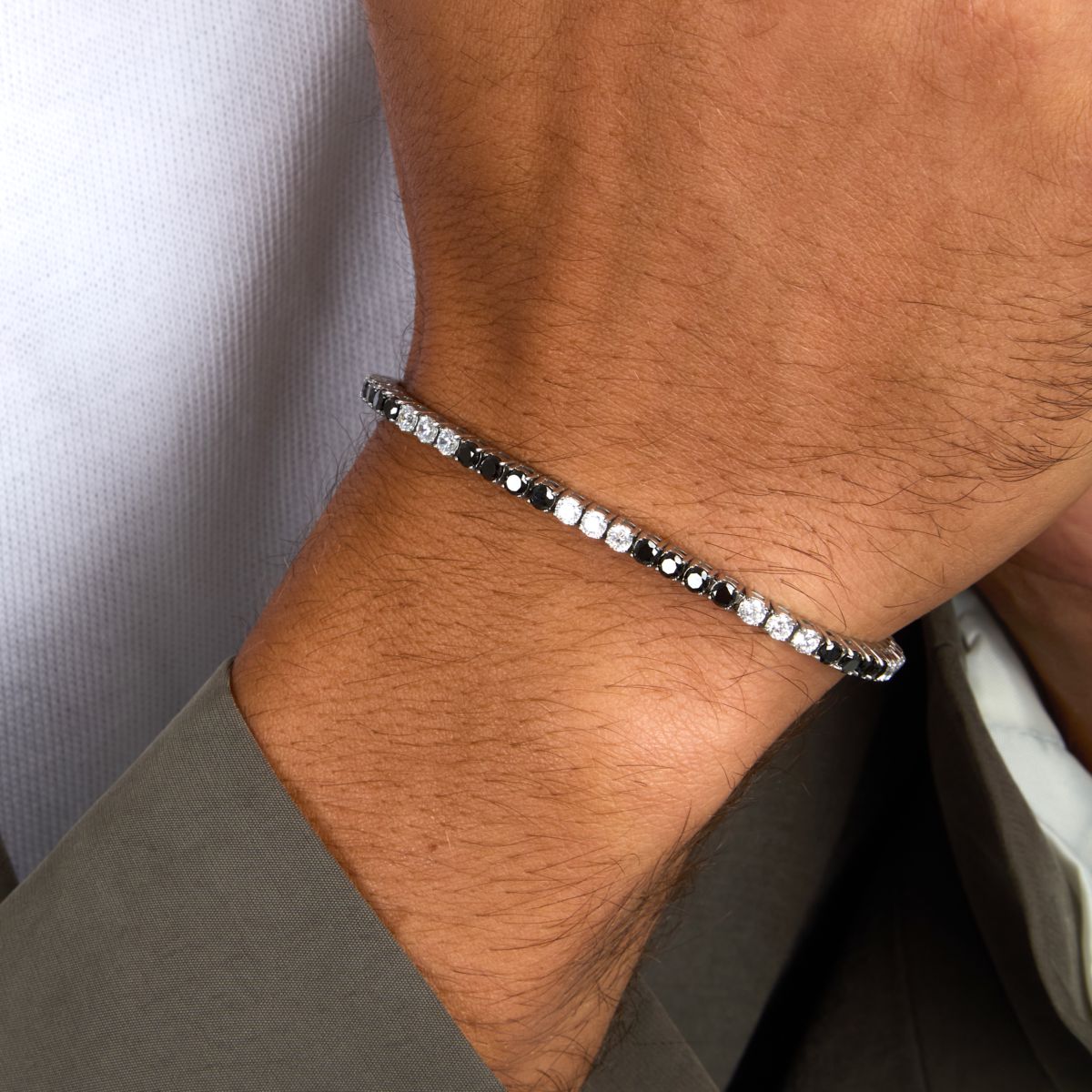 Bracciale Uomo Morellato Club SABV03 Tennis in Acciaio Silver con Zirconi Bianchi e Neri 18,5+3,5 cm - Morellato