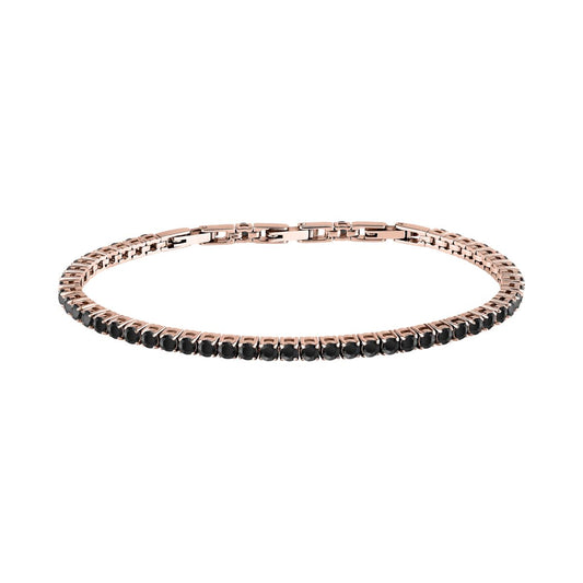 Bracciale Uomo Morellato Club SABV04 Tennis in Acciaio Rose Gold con Zirconi Neri 18,5+3,5 cm - Arena Gioielli  - Morellato