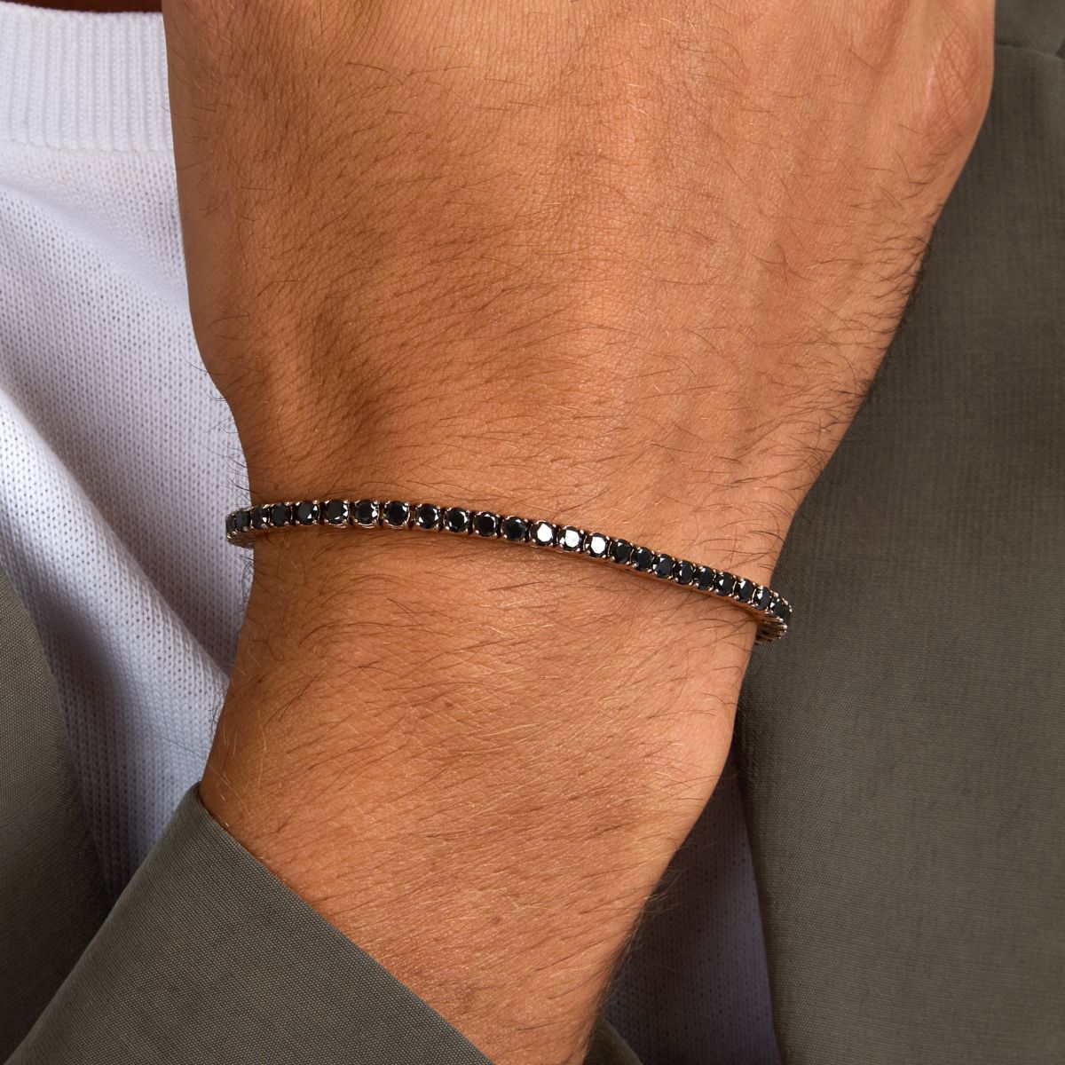 Bracciale Uomo Morellato Club SABV04 Tennis in Acciaio Rose Gold con Zirconi Neri 18,5+3,5 cm - Morellato