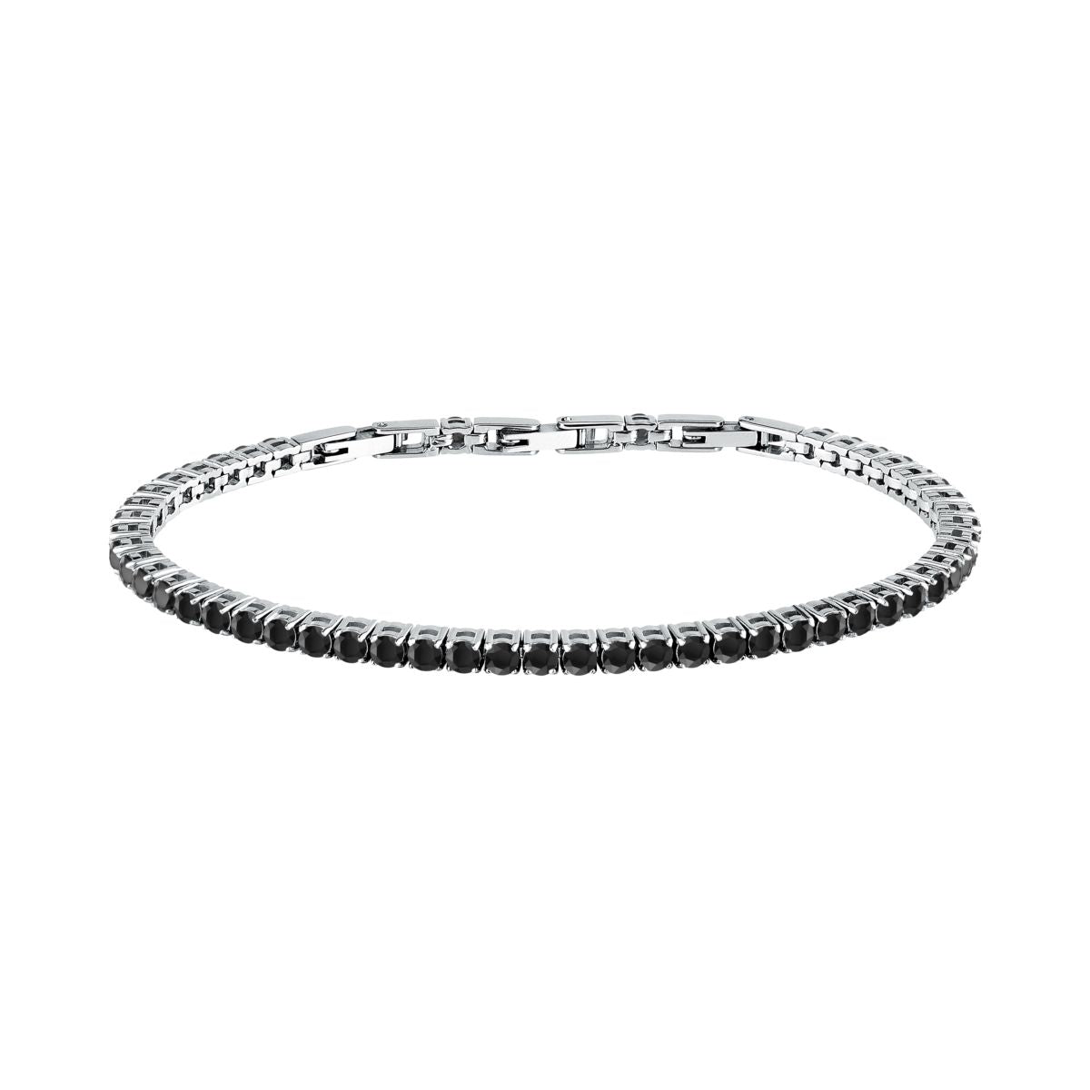 Bracciale Uomo Morellato Club SABV06 Tennis in Acciaio Silver con Zirconi Neri 18,5+3,5 cm - Morellato