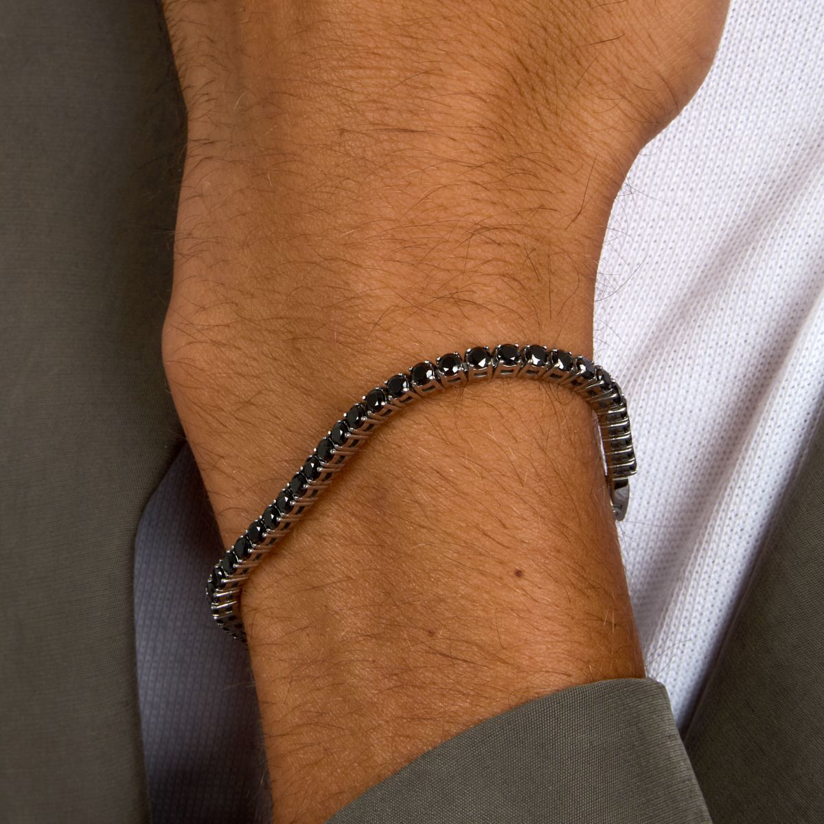 Bracciale Uomo Morellato Club SABV06 Tennis in Acciaio Silver con Zirconi Neri 18,5+3,5 cm - Morellato