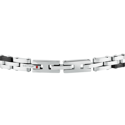 Bracciale Uomo Sector Ceramic a Catena in Acciaio Nero e Silver SAFR60