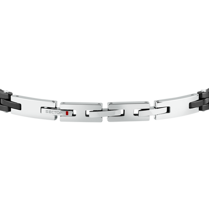 Bracciale Uomo Sector Ceramic a Catena in Acciaio Nero e Silver SAFR62