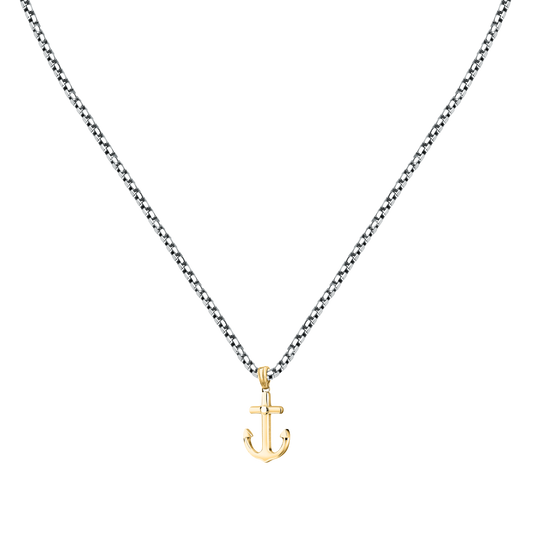 Collana Uomo Sector Marine con Pendente Ancora in Acciaio Silver e Oro SAGJ43 - Arena Gioielli - Sector