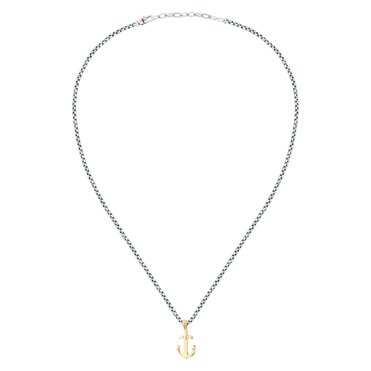 Collana Uomo Sector Marine con Pendente Ancora in Acciaio Silver e Oro SAGJ43 - Arena Gioielli - Sector