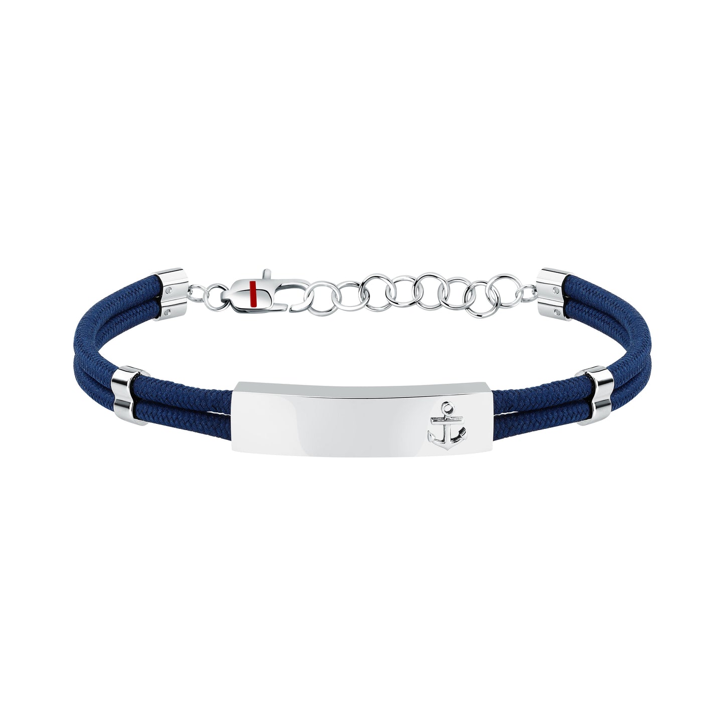 Bracciale Uomo Sector Marine con Piastra e Ancora in Cordino Blu e Acciaio Silver SAGJ50 - Sector
