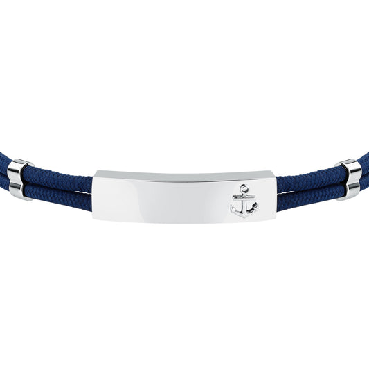 Bracciale Uomo Sector Marine con Piastra e Ancora in Cordino Blu e Acciaio Silver SAGJ50 - Sector