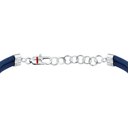 Bracciale Uomo Sector Marine con Piastra e Ancora in Cordino Blu e Acciaio Silver SAGJ50