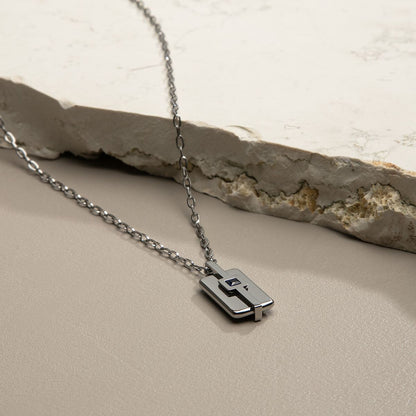 Collana Uomo Morellato Motown SALS128 in Acciaio Silver con Pendente e Zircone Blu 45+5 cm