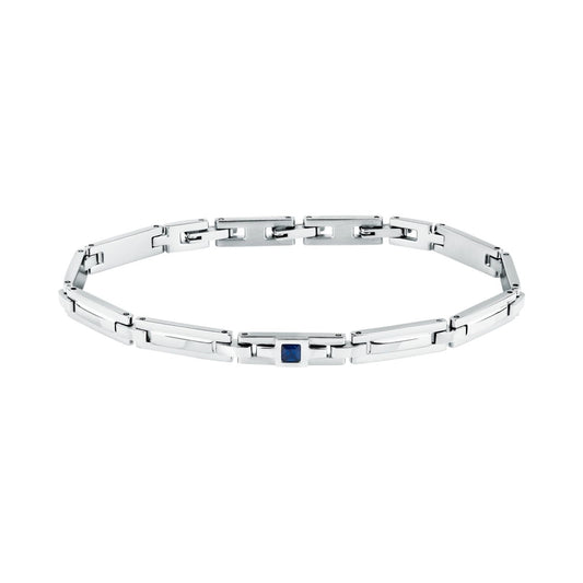 Bracciale Uomo Morellato Motown SALS129 a Catena in Acciaio Silver con Zircone Blu 18+3,5 cm - Arena Gioielli  - Morellato