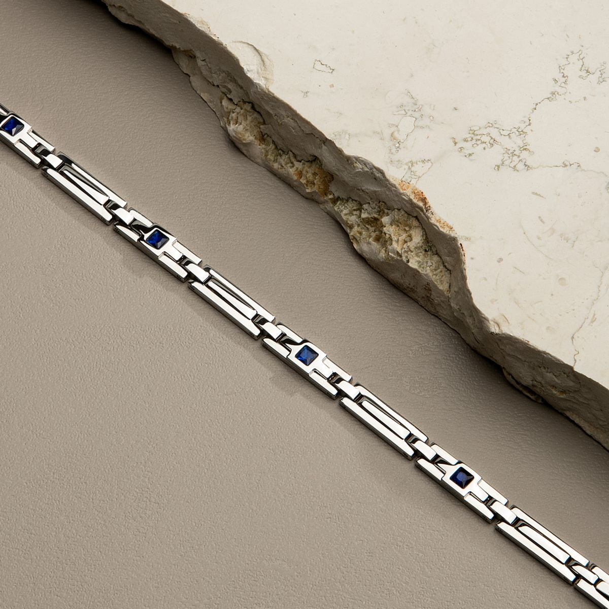 Bracciale Uomo Morellato Motown SALS130 a Catena in Acciaio Silver con Zirconi Blu 18+3,5 cm - Morellato