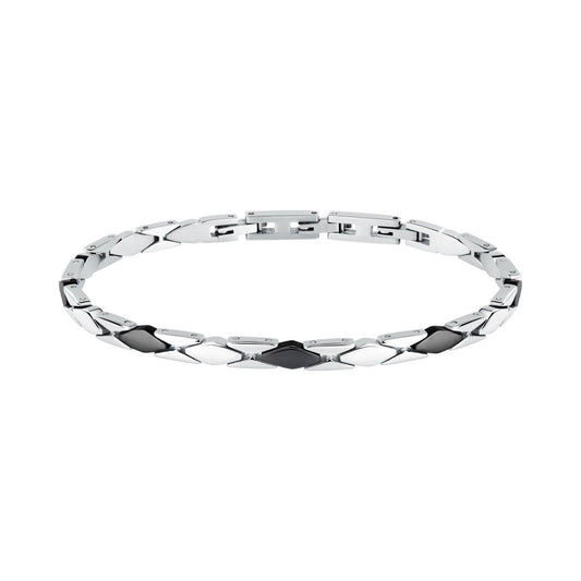 Bracciale Uomo Morellato Motown SALS132 a Catena in Acciaio Silver e Nero 18+3,5 cm - Arena Gioielli  - Morellato
